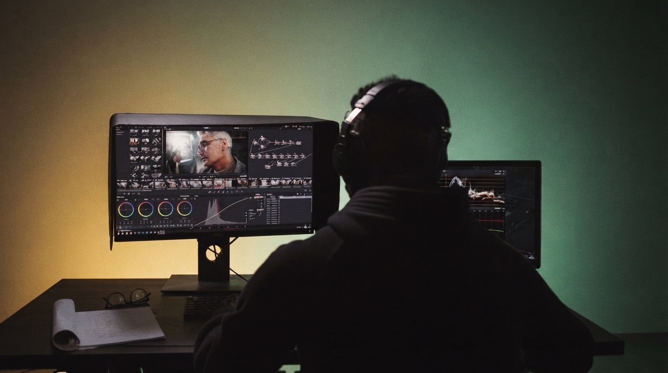 Diverse content creators using a futuristic AI interface to generate and edit videos, showcasing the power of affordable AI video generation tools.